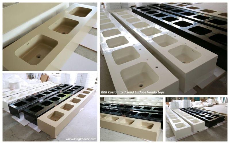 Kkr Solid Surface Stone Bathroom Vanity Top Corian Marble Countertop Vanity Set