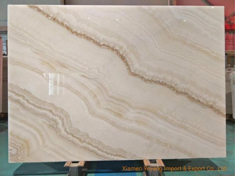 Beige Onyx Slabs for Wall/Background Design