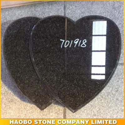 G654 Dark Gray Double Heart Monument Granite Plaque