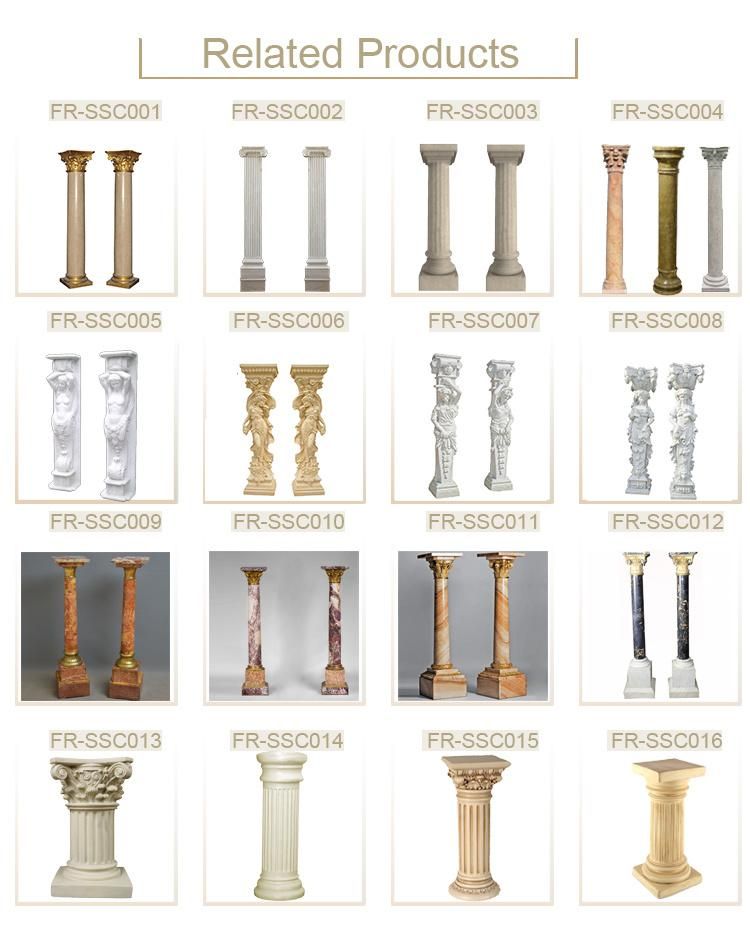 Decorative Travertine Marble Carved Figure Gate Column Statue