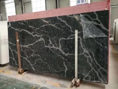 Chinese Solid Surface Big Slab Artificial Black Quartz Stone for Countertops
