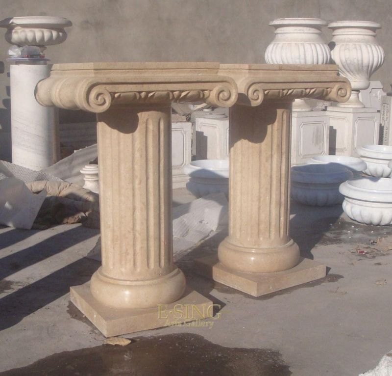 Column Pillar Round Base Pure White Marble Stands Pedestals