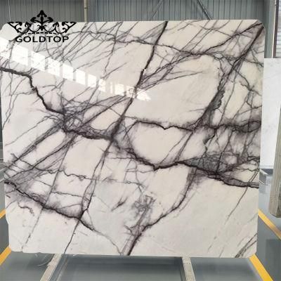 Purple Veins Italy Milas Lilac White Marble Tiles for Wall/Flooring/Slabs/Curved Panel/Sinks/Vanity Tops