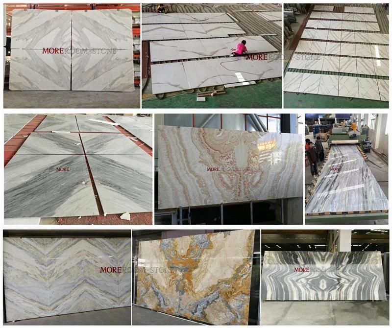 Custom Natural Stone White Onyx Stone Countertops Design with Gold Veins