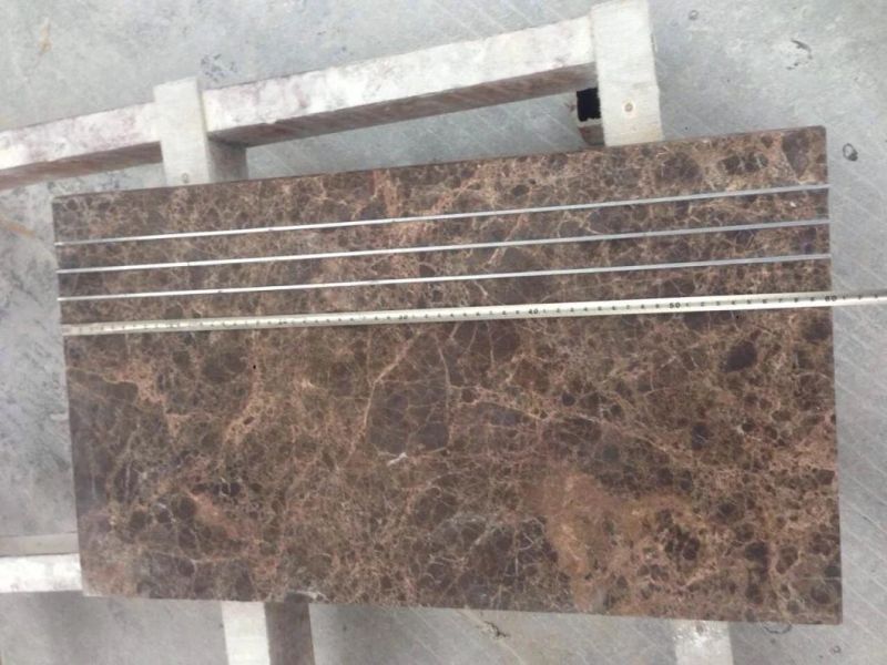 Tan Brown Marble Tiles for Stairs Steps and Riser with Antislip Groove