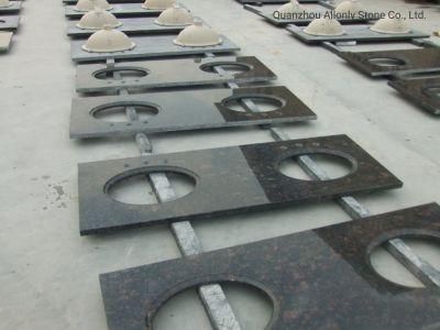 Baltic Brown Granite Bathroom Countertop with Double Sink Hole Cutout