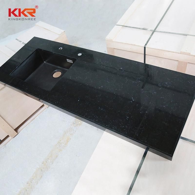 Black Color Prefab Bathroom Countertop Solid Surface Counter Tops
