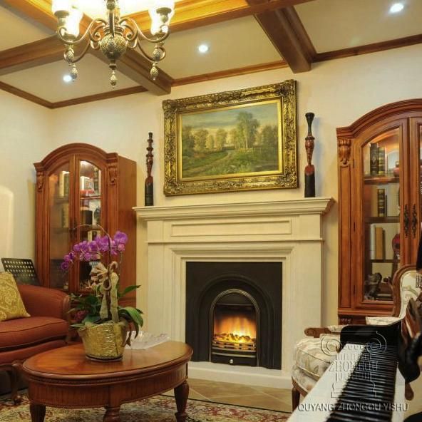 English & French Marble Fireplace, Simple Mantel