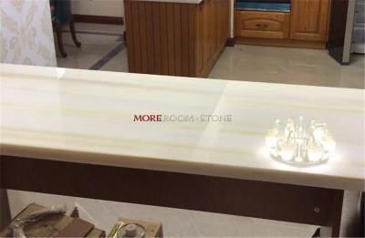 Transparent Material White Nano Crystal Glass Wood Texture Faux Stone Kitchen Counter Top