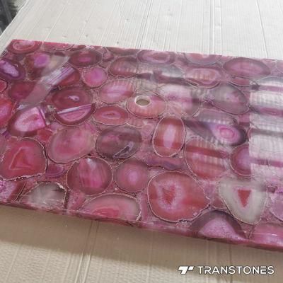 Pink Agate Stone Panels Translucent Semi-Precious Stone for Agate Vanity Top