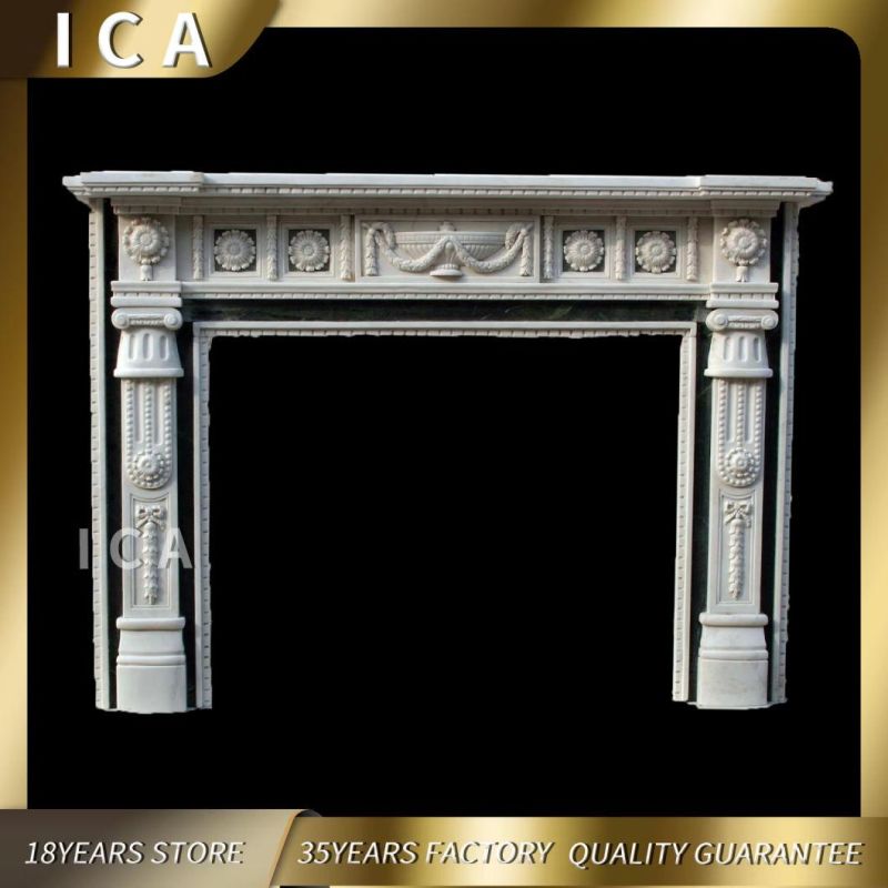 Decorative Large White Marble Stone Italian Fireplace Surround
