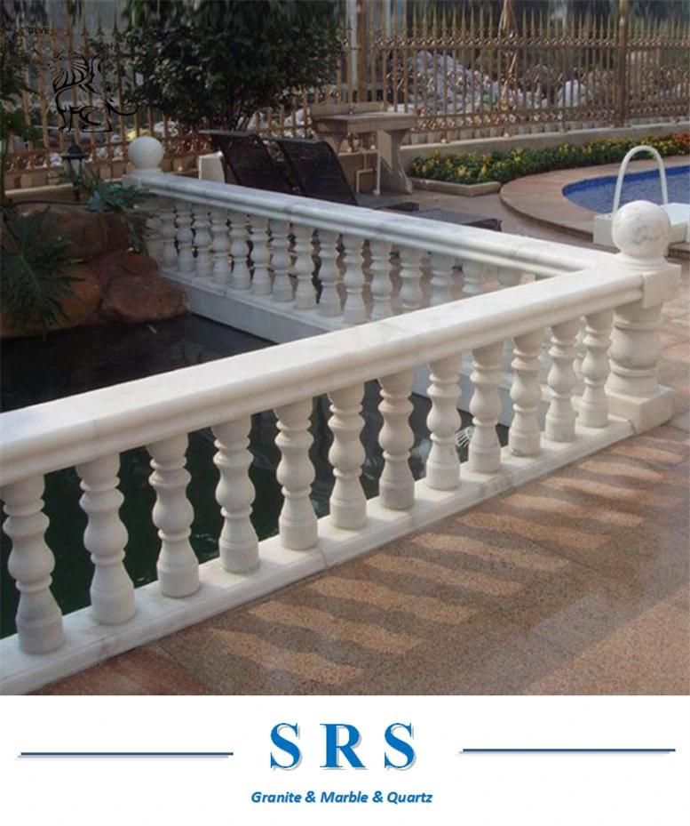 Natural Stone White Beige Marble Handrail Indoor Balusters Stairs for Villa
