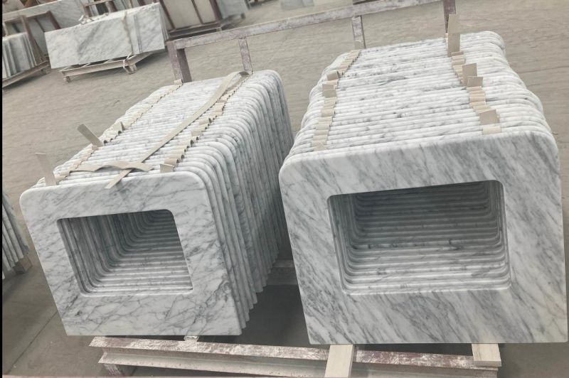 Premium Italian Carrara White Marble Single Sink Kitchen Countertops