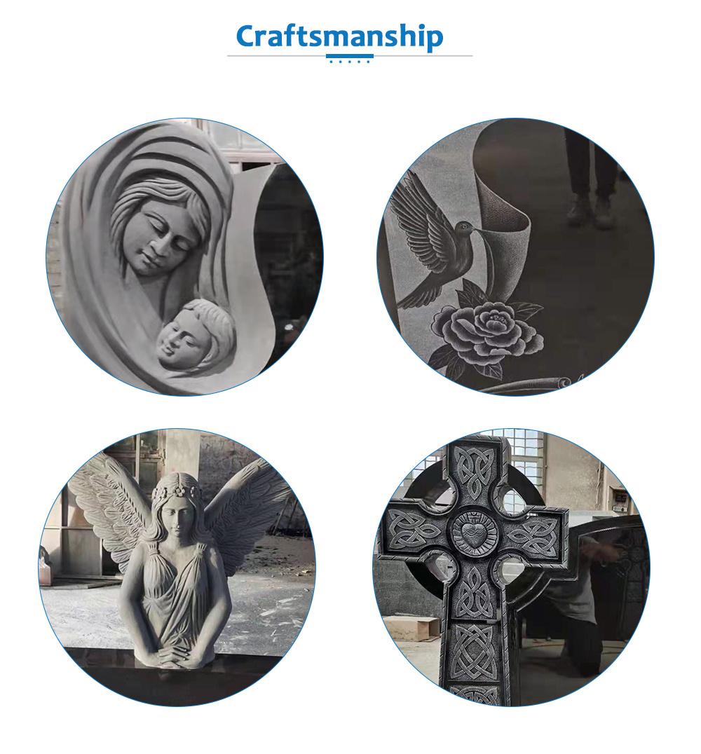 Indian Black Granite Monument Angel Headstone for Tombstone Monumento G654 G603 Silver Grey Columbarium Single Slant Die Pet Memorial Bench Upright Stone Vase