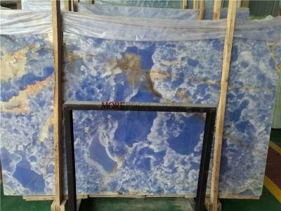 Home Wall Design Natural Blue Onyx Stone Slab