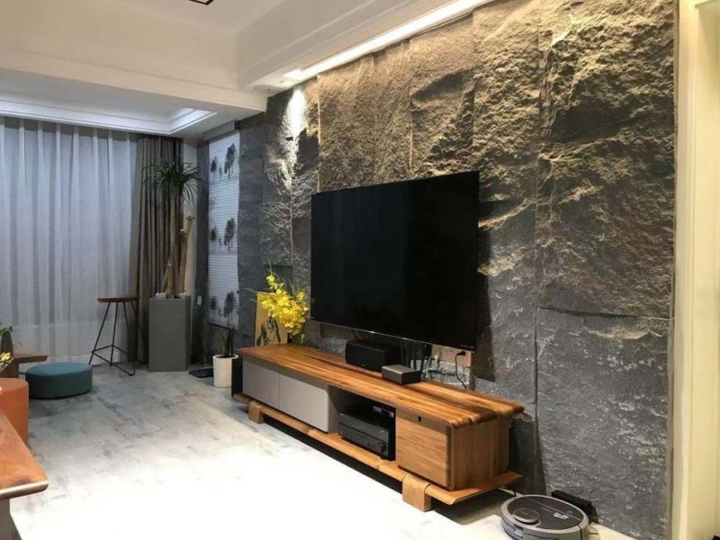 Natural Stone Tile Gardern Design Exterior Black Mushroom Granite Wall Cladding