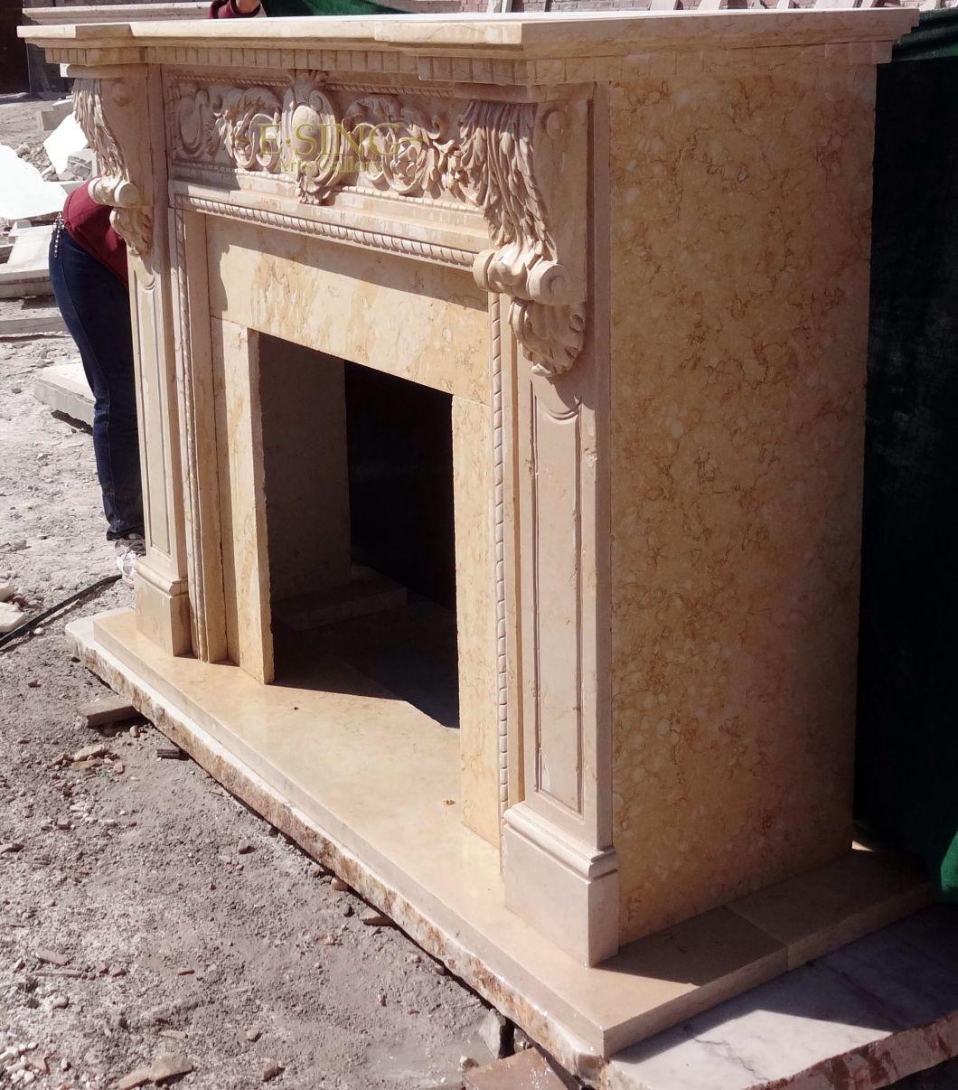 Italian Style Carved Royal Large Antique Fancy White Marble Fireplace Mantel