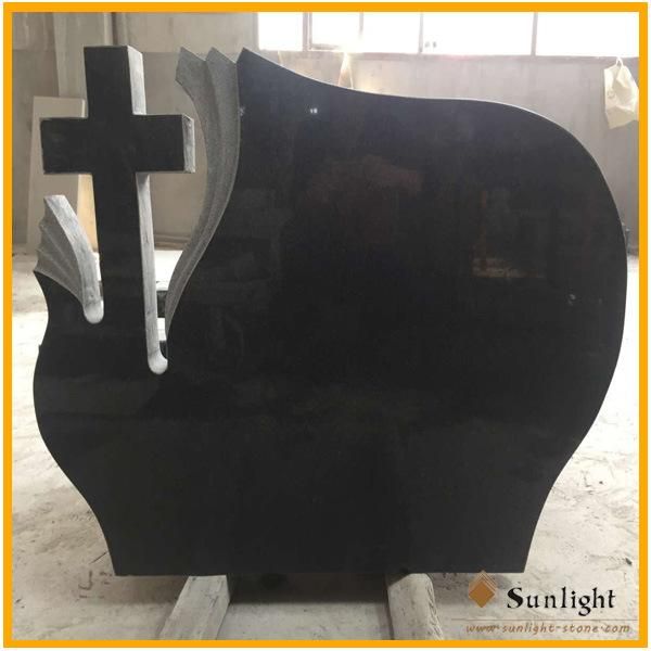 G654 Padang Dark Granite Cross/Heart Memorial Tombstone Monuments