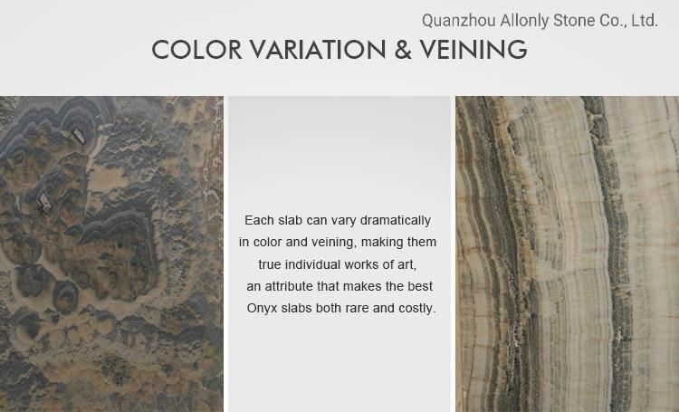 Vein Cut Translucent Wooden Marble Onyx Slab for Wall Decoration