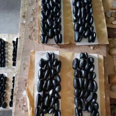 Standing Black Color River Stone Pebble Mosaic Border Tile for Home Decoration