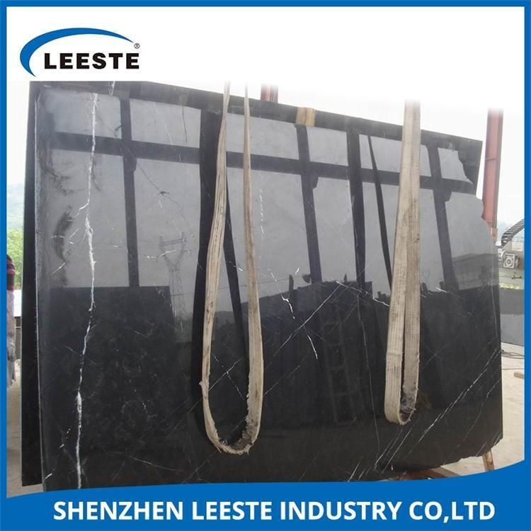 China Cheap Black Color with White Veins Marble Slab