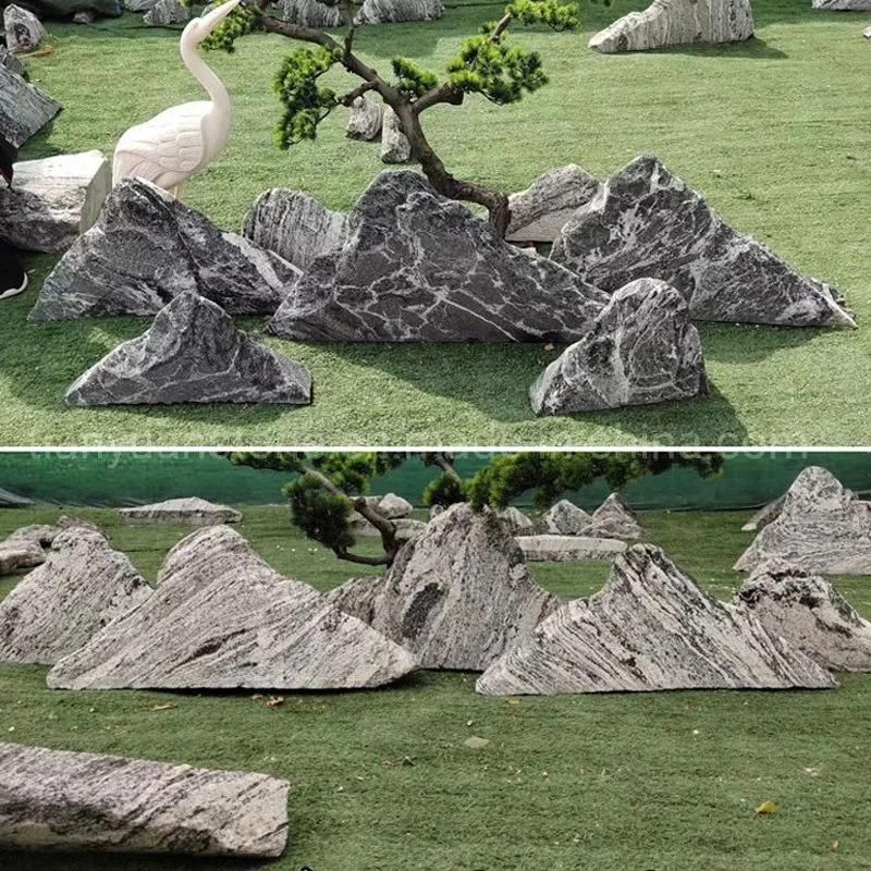Outdoor Garden Decorate Natural Large Black Water Wave River Rock Stone Boulder Landscapes