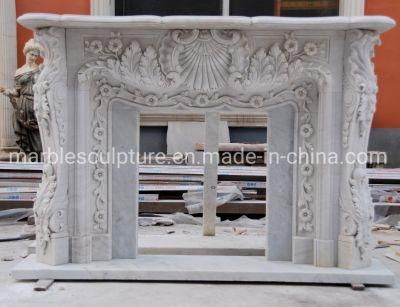 High Quality Beautiful White Marble Fireplace Mantel (SYMF-301)
