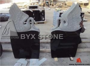 Black Granite Stone Carving Swan Headstone / Tombstone