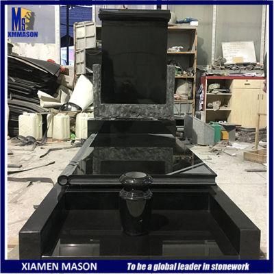 Large Black Granite Headstone with Modern Design