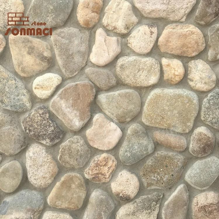Natural Sliced Big Pebbles Loose Stone Wall Cladding