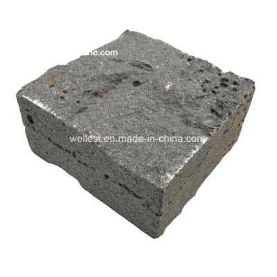 Natural Split Black Basalt Lava Cobble Stone Floor Paving with Holes