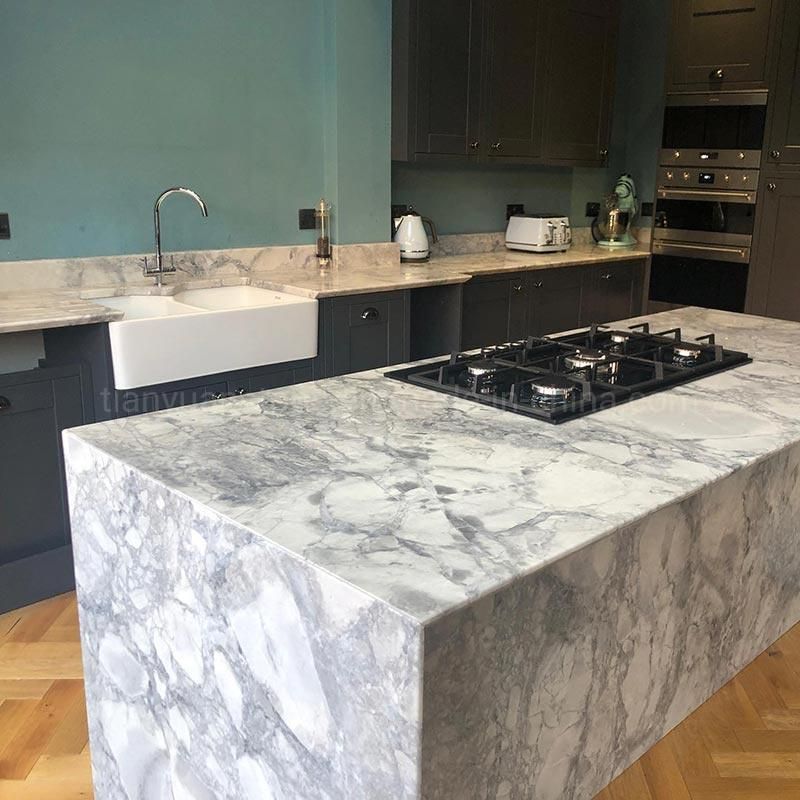 Contemporary Style T Shape Natural Onyx Stone Countertop for Kitchen Countertop in New Home/Villa