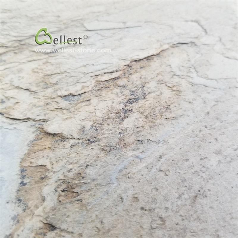 Beautiful Natural Slate Khaki Beige Flexible and Super Thin Stone Wall Panel Veneer for Wall Background Decoration