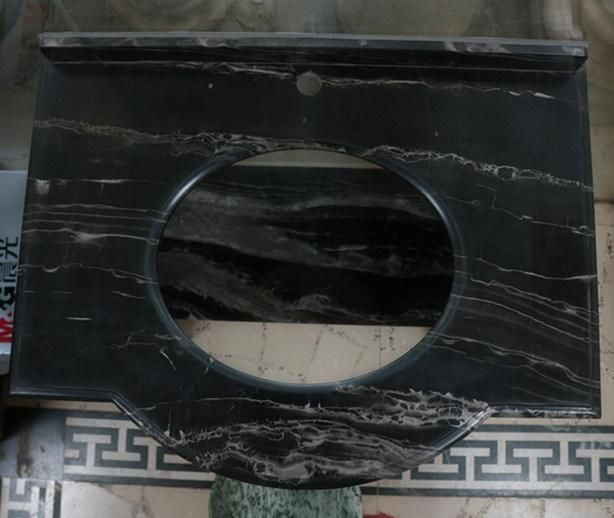 Customized Single Hole Wash Basin Sink Rectangular Black Marble Wash Hand Basins Bathroom Vanities Countertops Vanity Tops