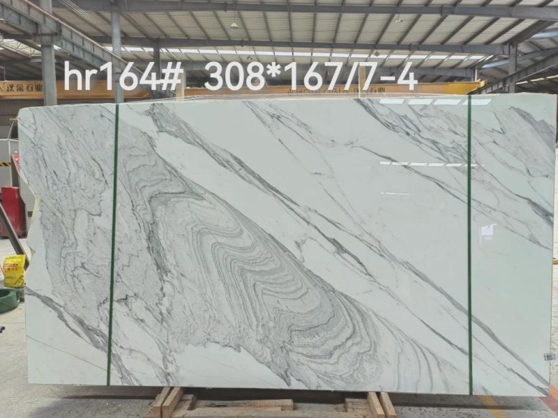 White Calacatta Slab Tile Wall Cadding Stair Step