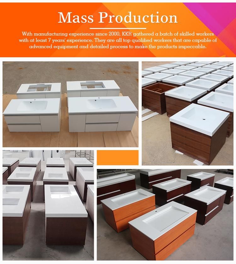 Kkr Customized Solid Surface Marble Sink and Integrated Solid Surface Vanity Bathroom Countertop Sink