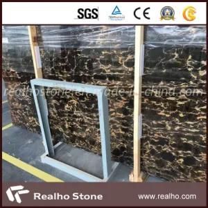 Chinese Nero Black Portoro Gold Marble Slabs for Bathroom Wall