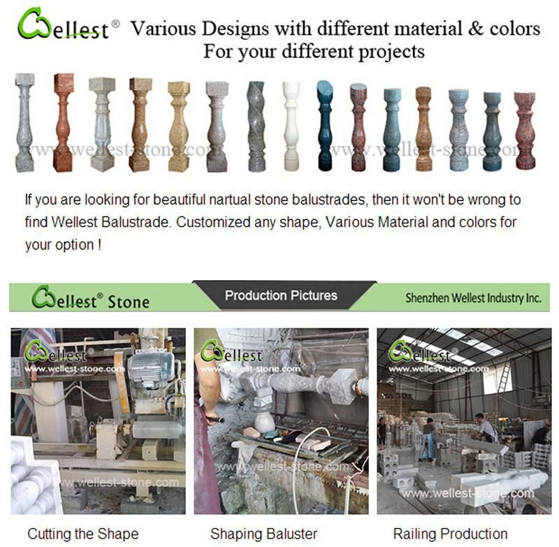 Natural Stone Yellow/Red/Pink/Grey/Black/White Granite Baluster for Porches and Staircases