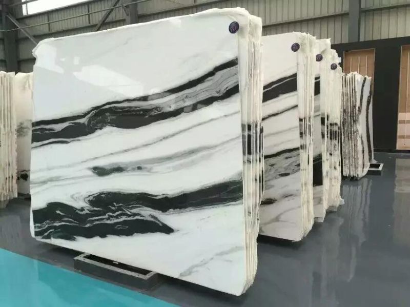 Natural White Marble Slabs with Black Vein on Sales