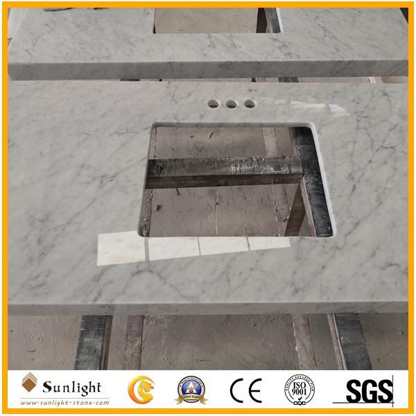 Comtomize Natural Stone Carrara White Marble Vanity Top for Bathroom