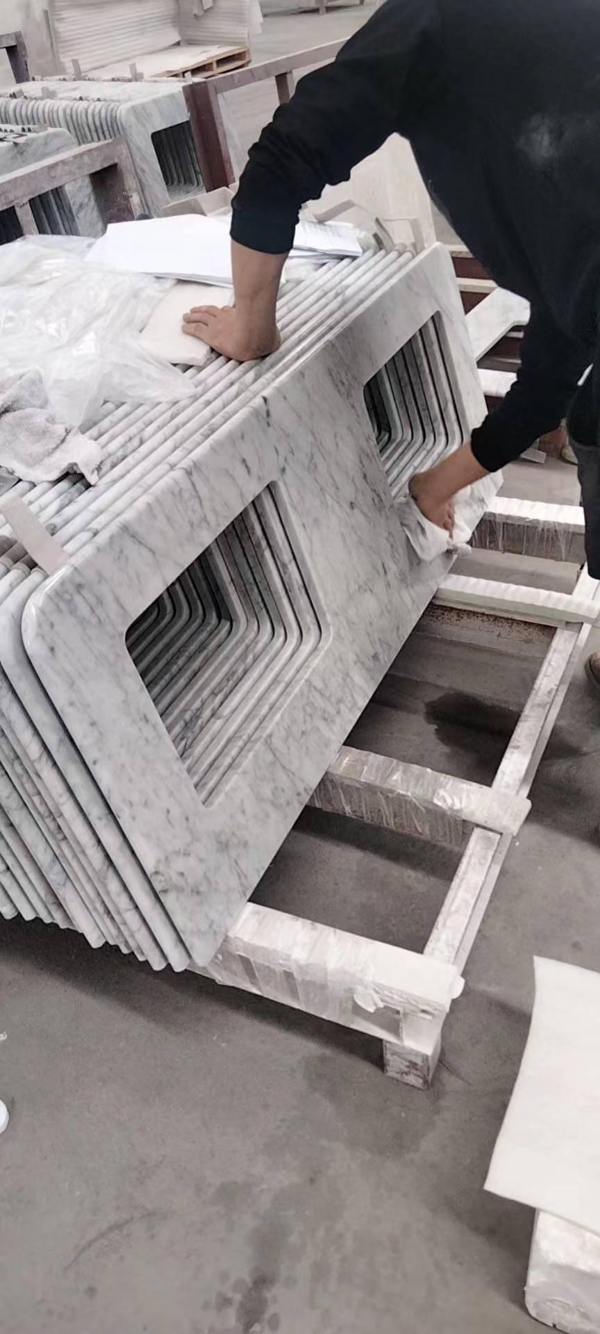 Premium Italian Carrara White Marble Single Sink Kitchen Countertops