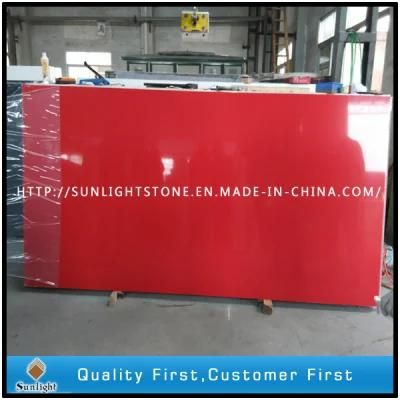 Engineered Red Artificial Quartz Stone Slabs for Kitchen Counter