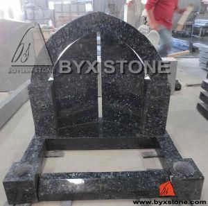 European Style Blue Granite Cemetery Monument / Headstone