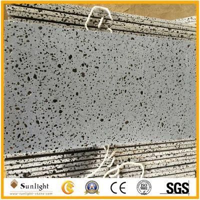 Natural Honed Hainan Black Basalt/Lava Stone Travertine for Wall Tiles