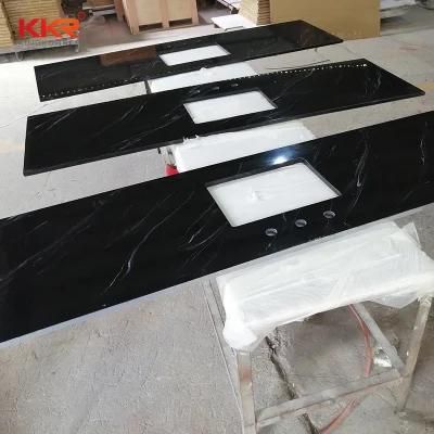 Customized Marble Textured Solid Surface Stone Bathroom Vanity Tops for Projects