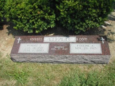Maple Red Simple Design Headstone with Carved Cross