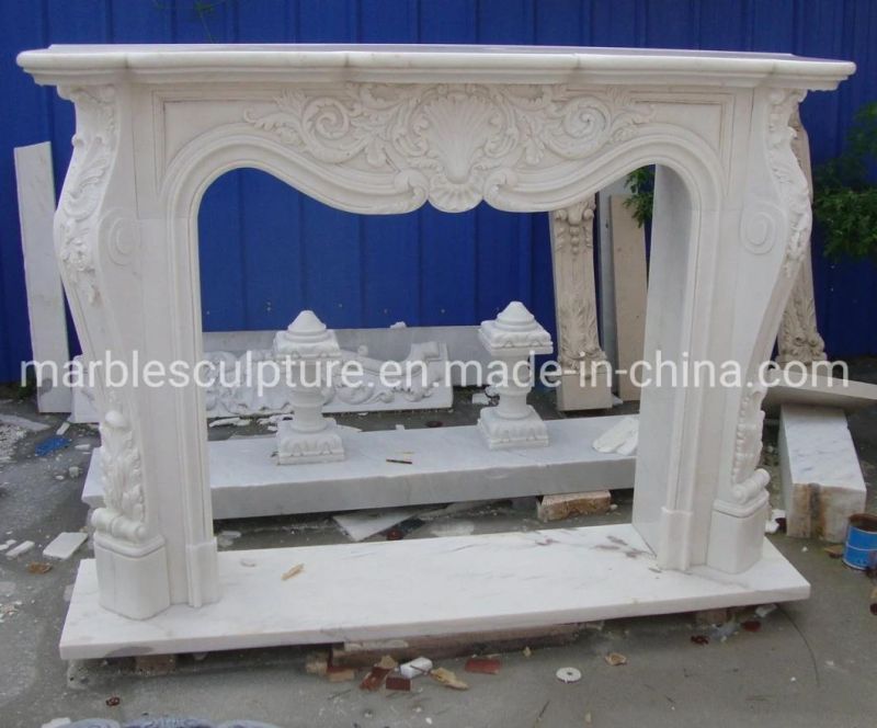 Classic Hand Carving Marble Stone Sculpture Mantel Fireplace (SYMF-288)