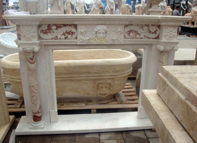 China Suppliers Modern Design Hand Engraving Stone Polished Marble Fireplace