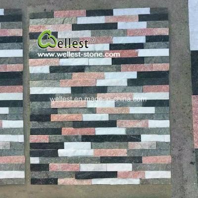 Black/Pink/Green/Blue Natural Quartzite Wall Cladding Culture Stone