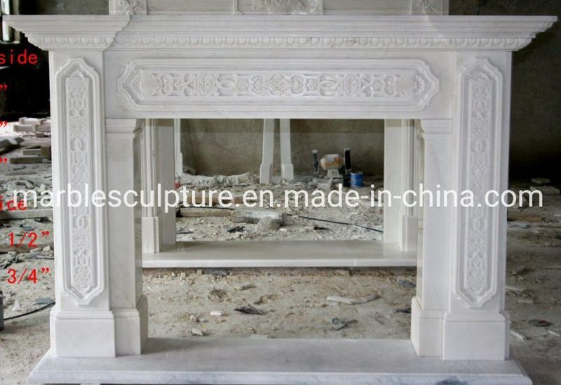 Simple White Marble Fireplace for Indoor Home Decoration (SYMF-082)